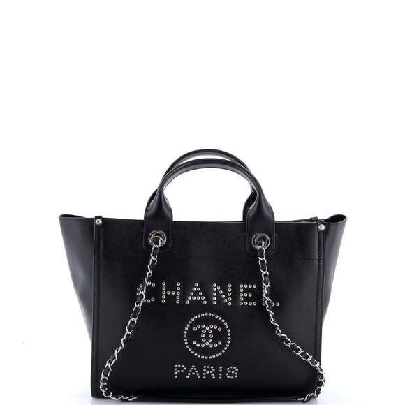 Chanel Small Deauville Tote Studded Caviar - Picture 1 of 6